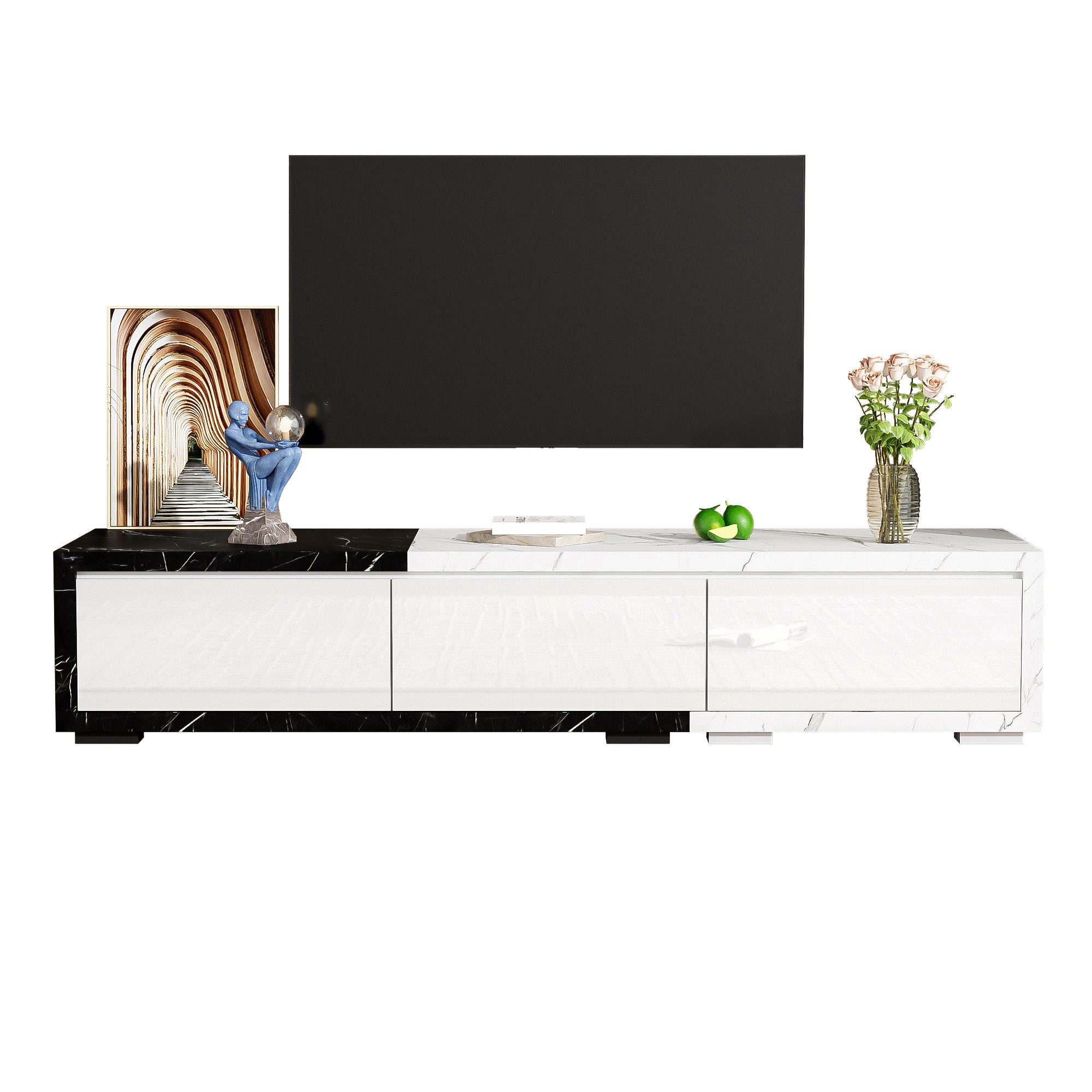 HAUSS SPOLE Lowboard Hochglanz-TV-Schrank, einstellbare Länge günstig online kaufen