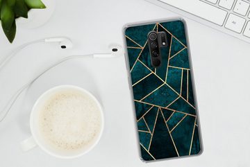 MuchoWow Handyhülle Steine - Gold - Luxus - Muster - Abstrakt, Phone Case, Handyhülle Xiaomi Redmi 9, Silikon, Schutzhülle