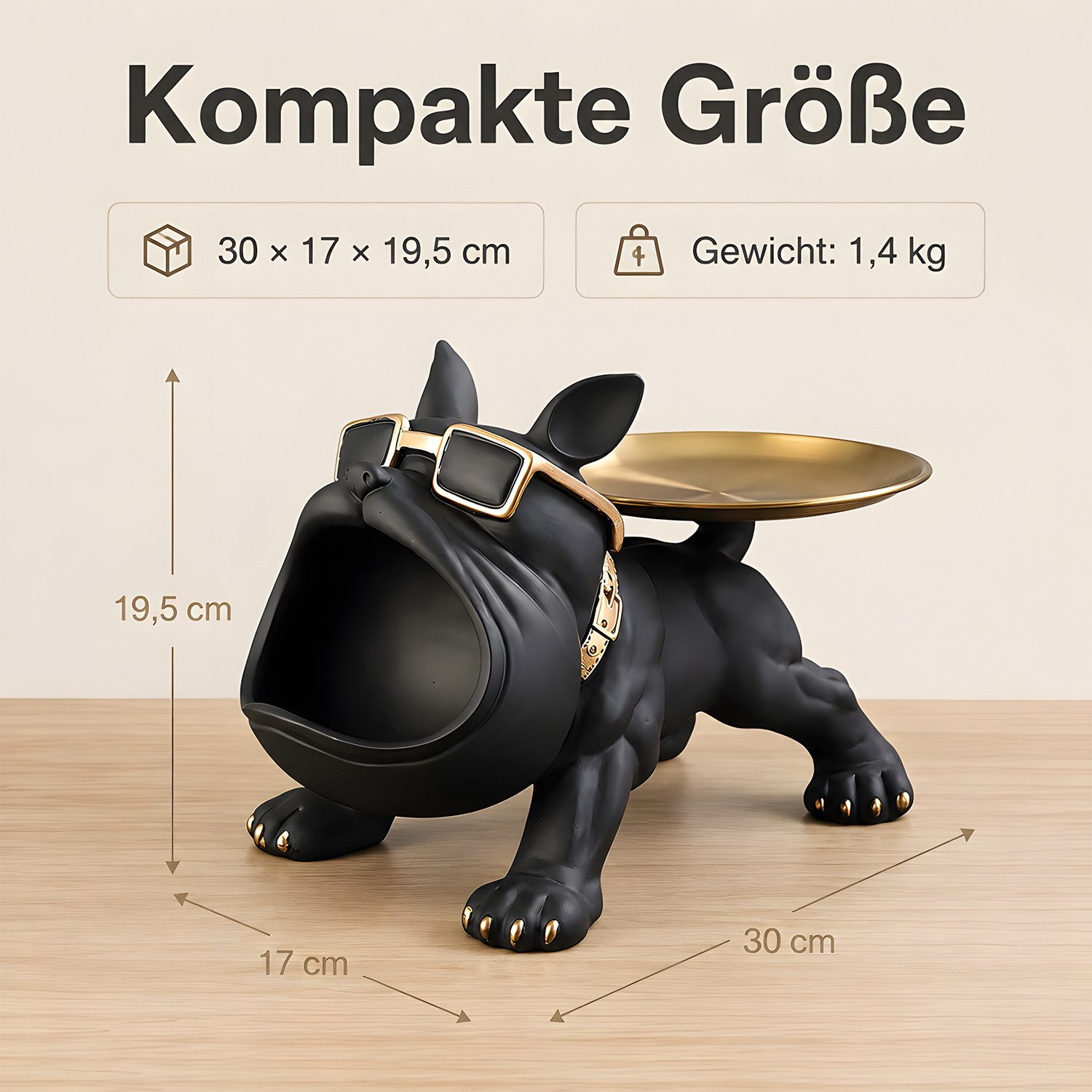 Refined Living Dekoschale Bulldogge Skulptur Deko Französische Bulldogge Tablett Tierfigur (Dekotablett Dekoobjekt Dekofigur Halloween- und Weihnachtsgeschenke, 1 St., Big Mouth Schlüssel Schale Schmuck Aufbewahrungsbox Storage Sculpture), für Wohnzimmer Eingangsbereich Büro Schreibtischdekoration