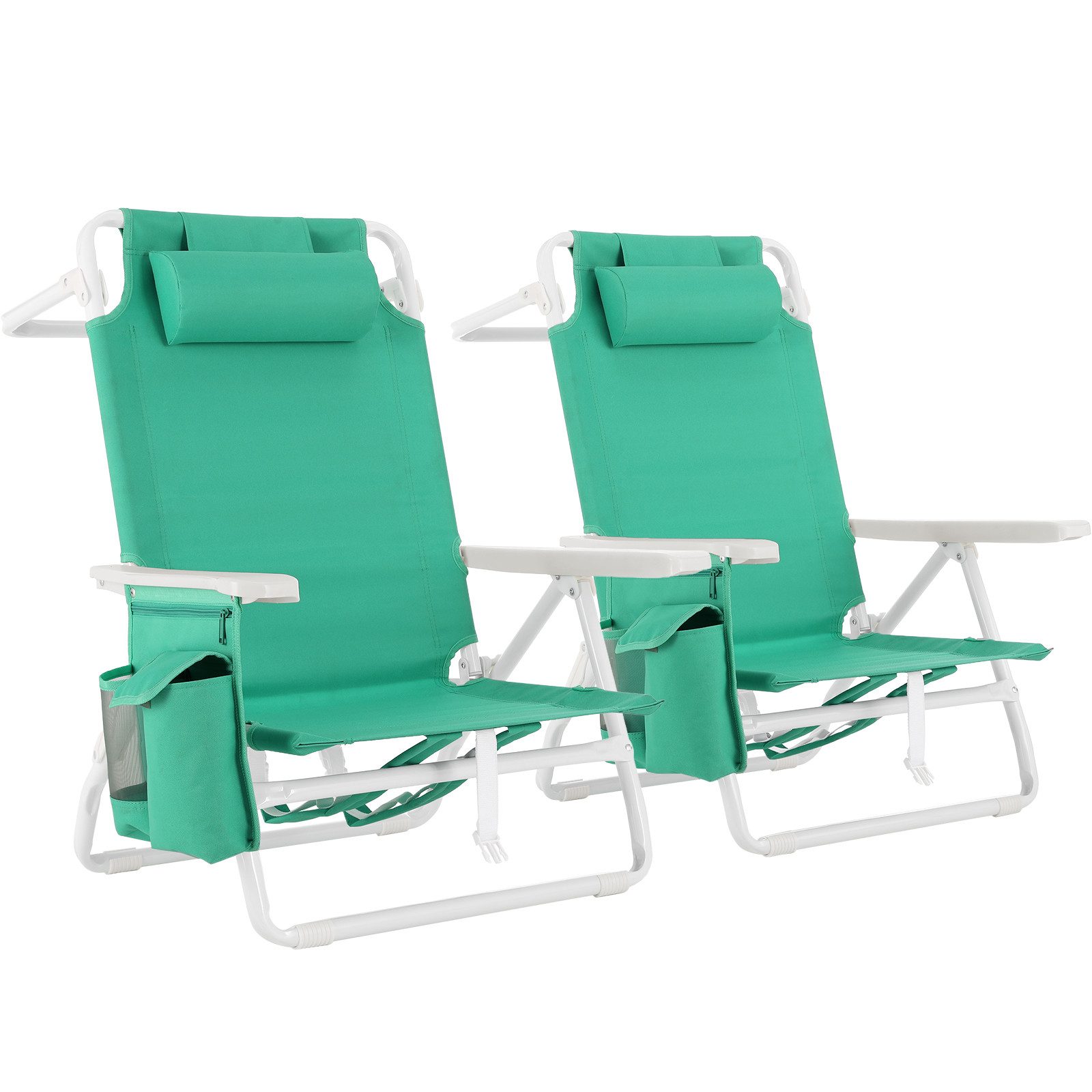 TLGREEN Campingstuhl 5-Fach verstellbare Strandstuhl, (Outdoor Faltstuhl mit Verstellbarer Hohe Rückenlehne, Eisbeute, 2 St), bis 150 kg belastbar
