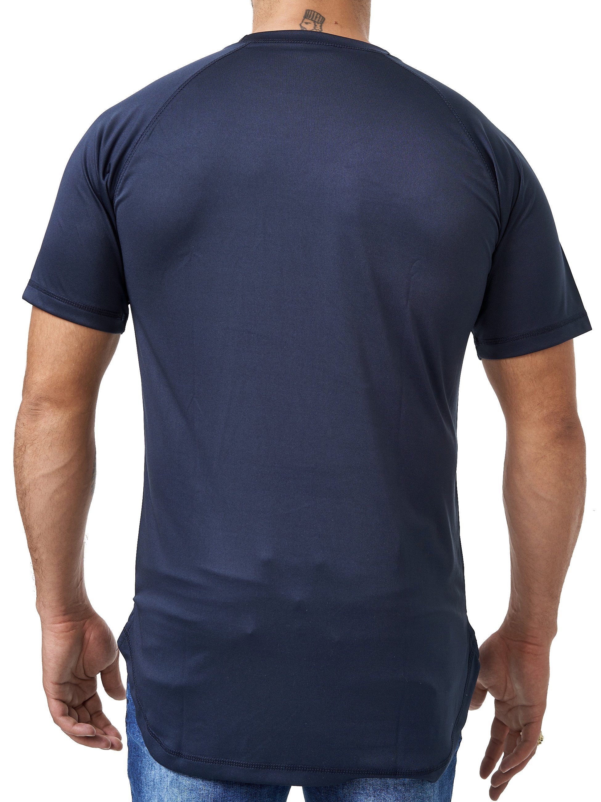 Elara T-Shirt Elara Herren Dry-Fit Fitness Rundhalsschitt T-Shirt Navy (1-tlg)