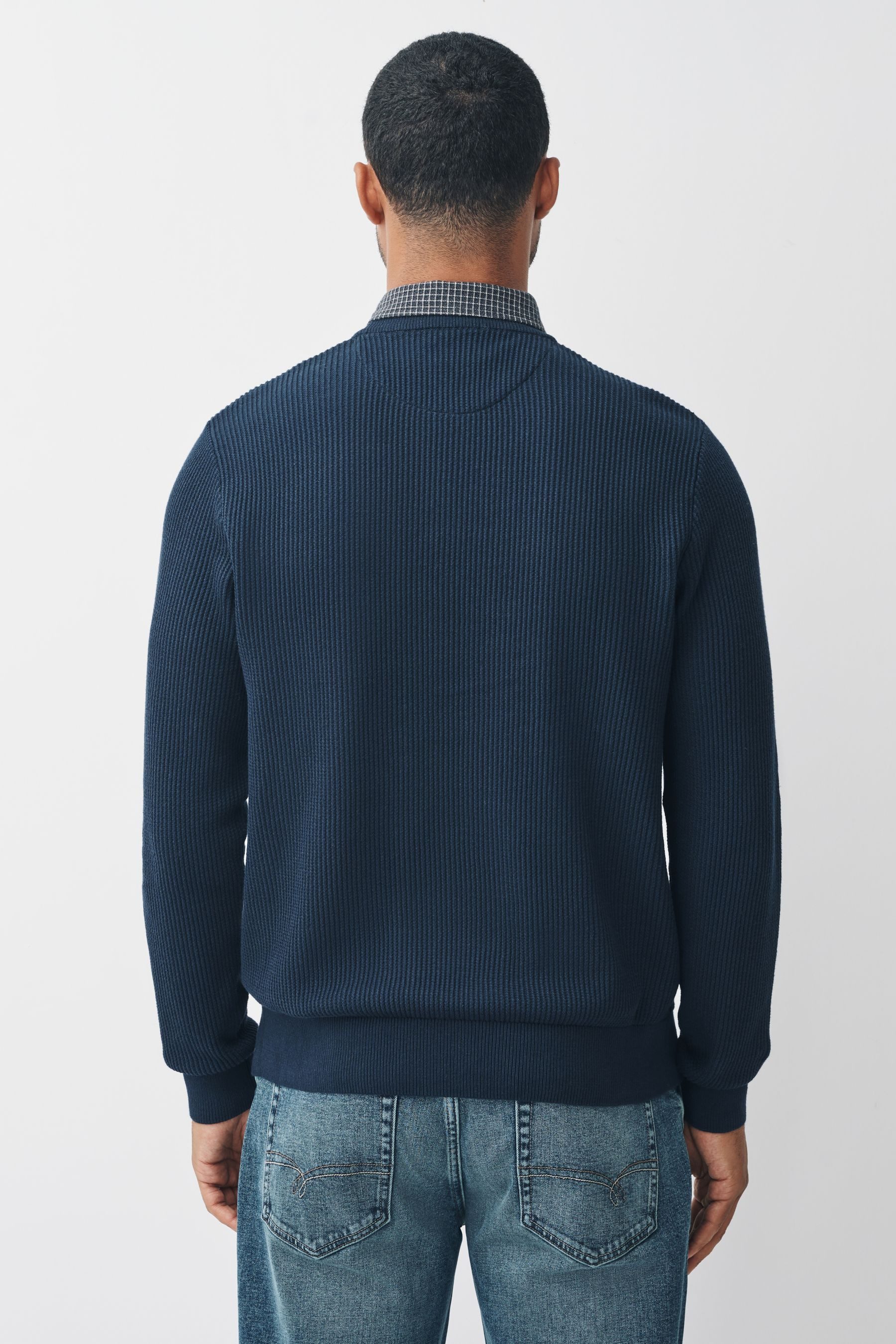 Next 2-in-1-Pullover Regular Fit Pullover mit eingenähtem Kragen (1-tlg)