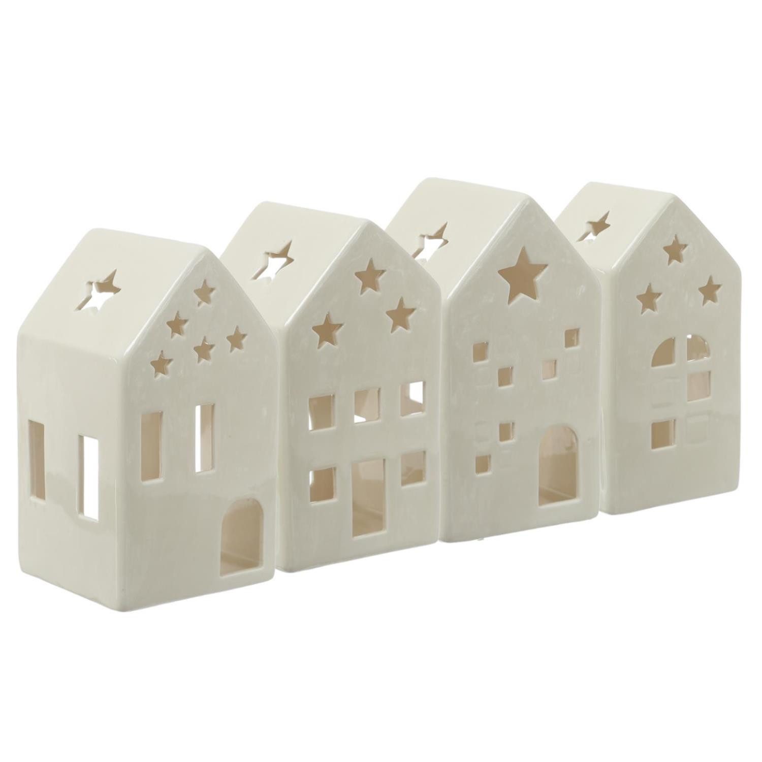 MARELIDA Teelichthalter Teelichthalter Lichterdorf Windlicht Lichthaus weiß günstig online kaufen