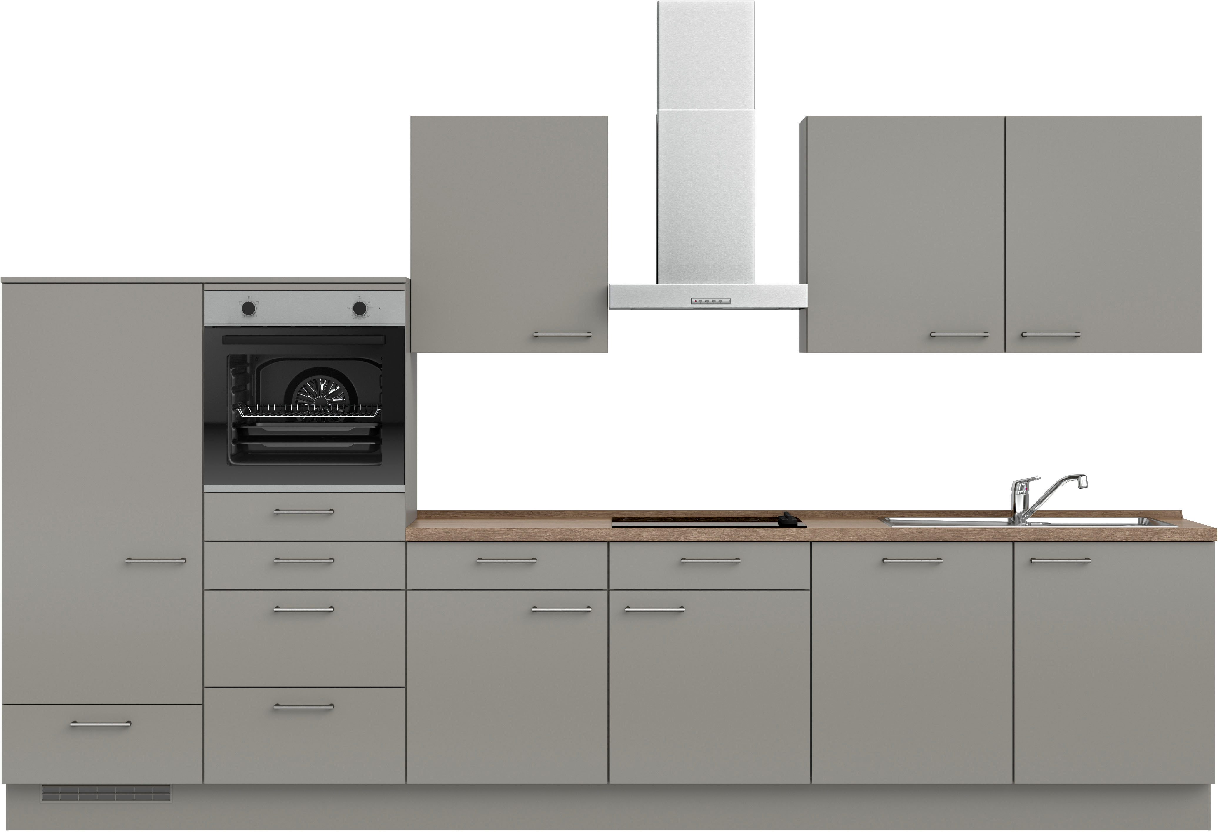 nobilia® Küchenzeile "Laser I", NEU: individuell anpassbar mit gratis Profi-Beratung, vormontiert, 360 cm breit, optional mit verschiedenen E‑Geräte-Sets