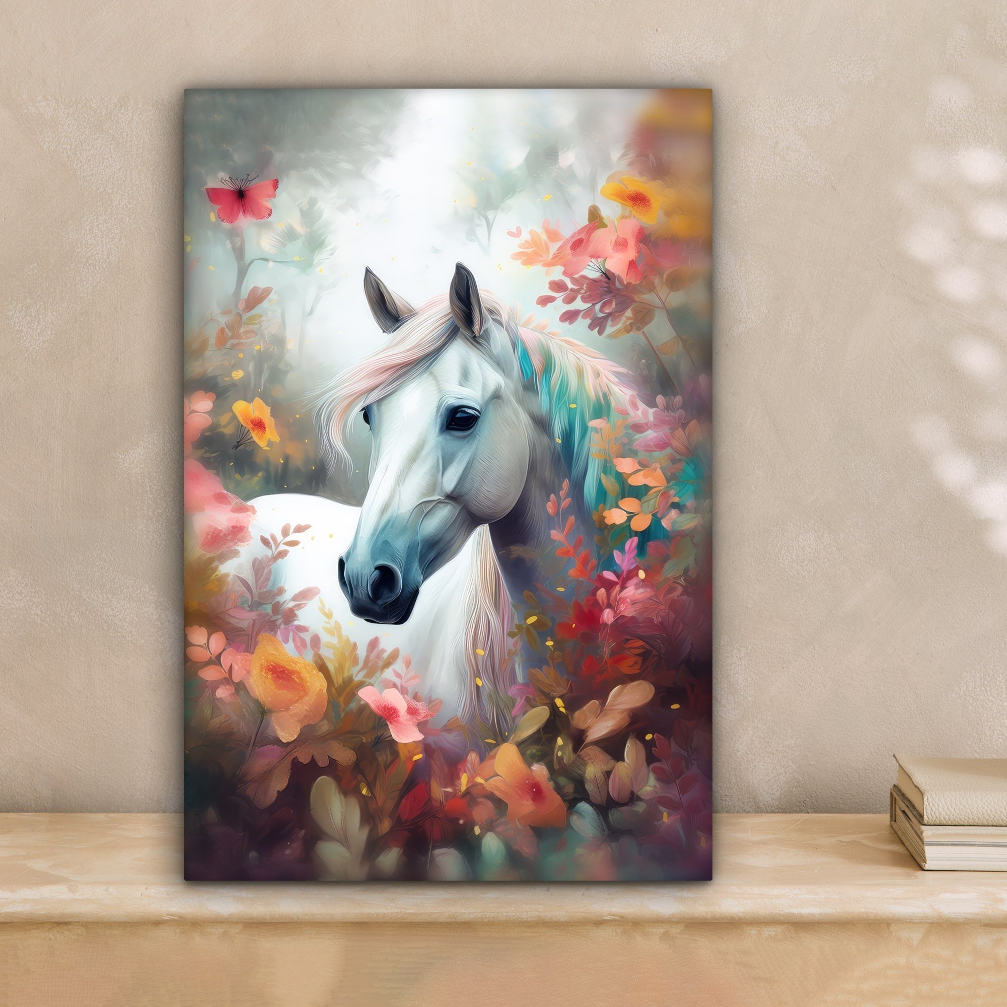 OneMillionCanvasses® Leinwandbild Pferd - Natur - Blumen - Tiere - Wald, Fo günstig online kaufen