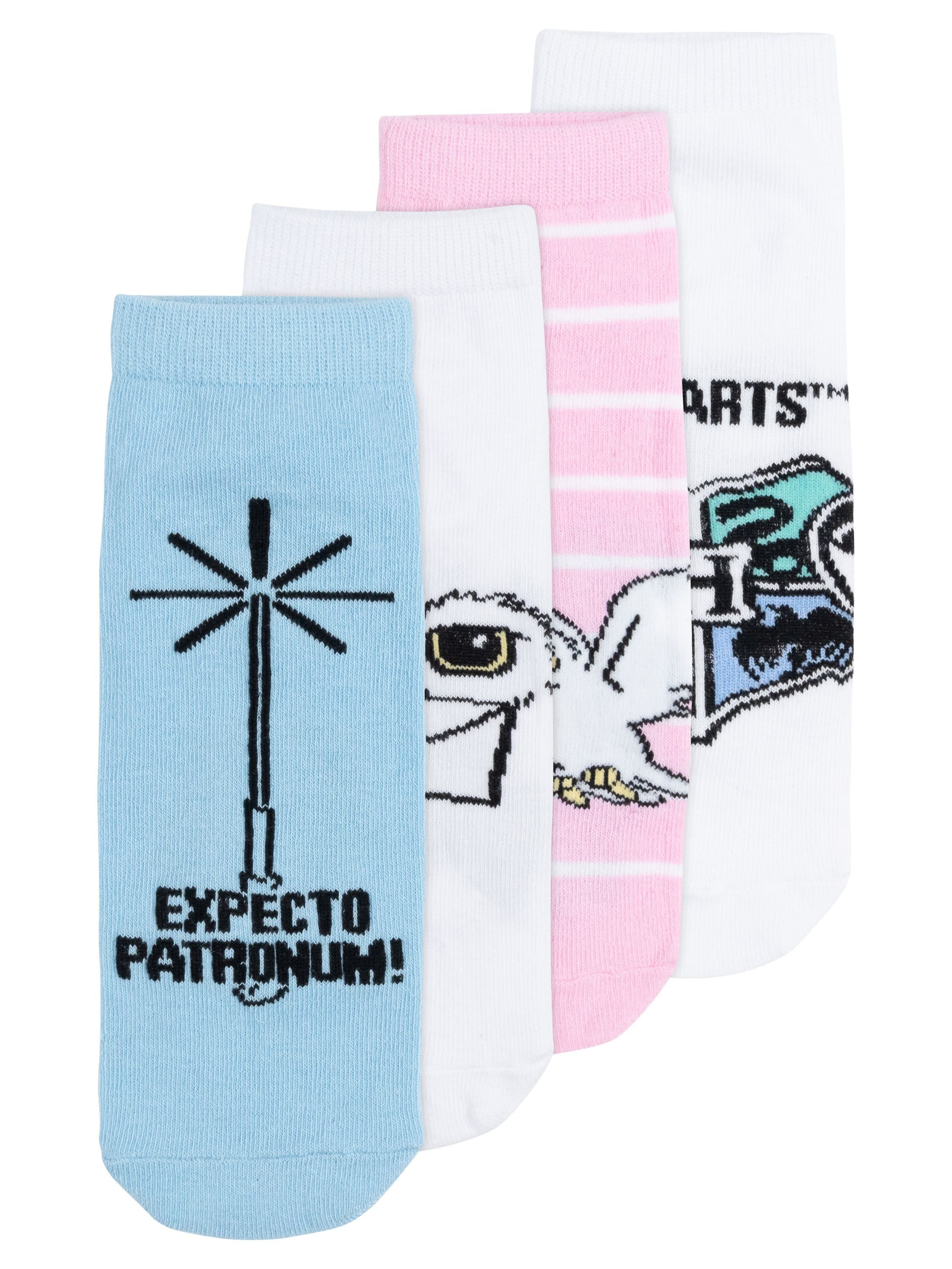 United Labels® Socken Harry Potter Socken Hedwig Hogwarts Sneaker Strümpfe (4er Pack)