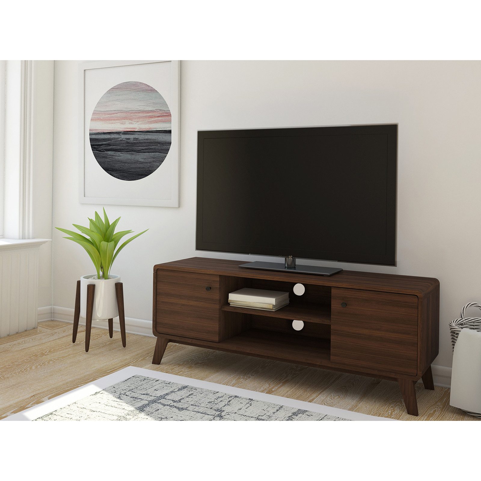 loft24 Lowboard Caitlin, TV-Schrank, Fernsehschrank, 2 Türen, Breite 140 cm