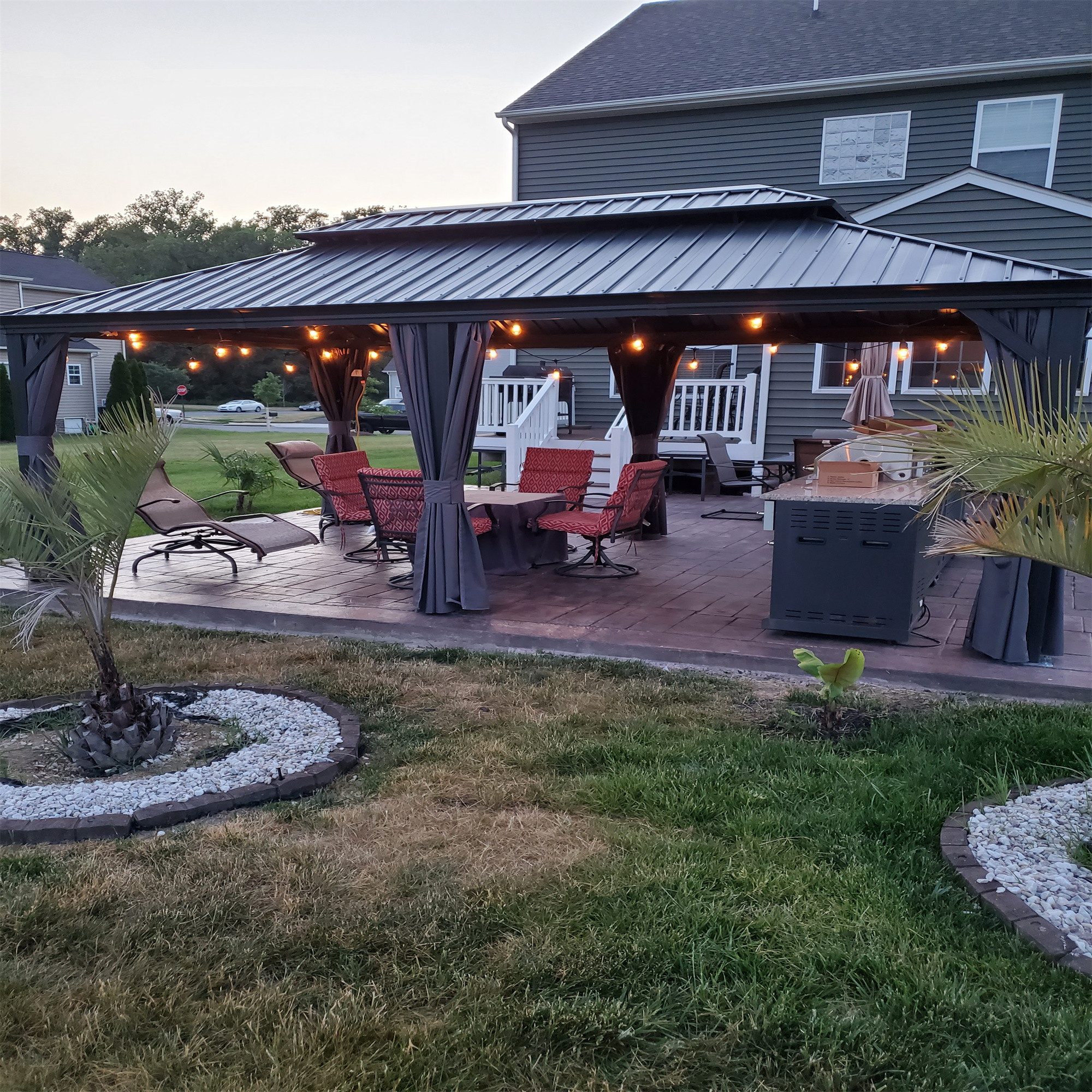 Thumbnail - PURPLE LEAF Pavillon Hardtop Aluminium Pergola mit Seitenteilen und LED Lichterketten