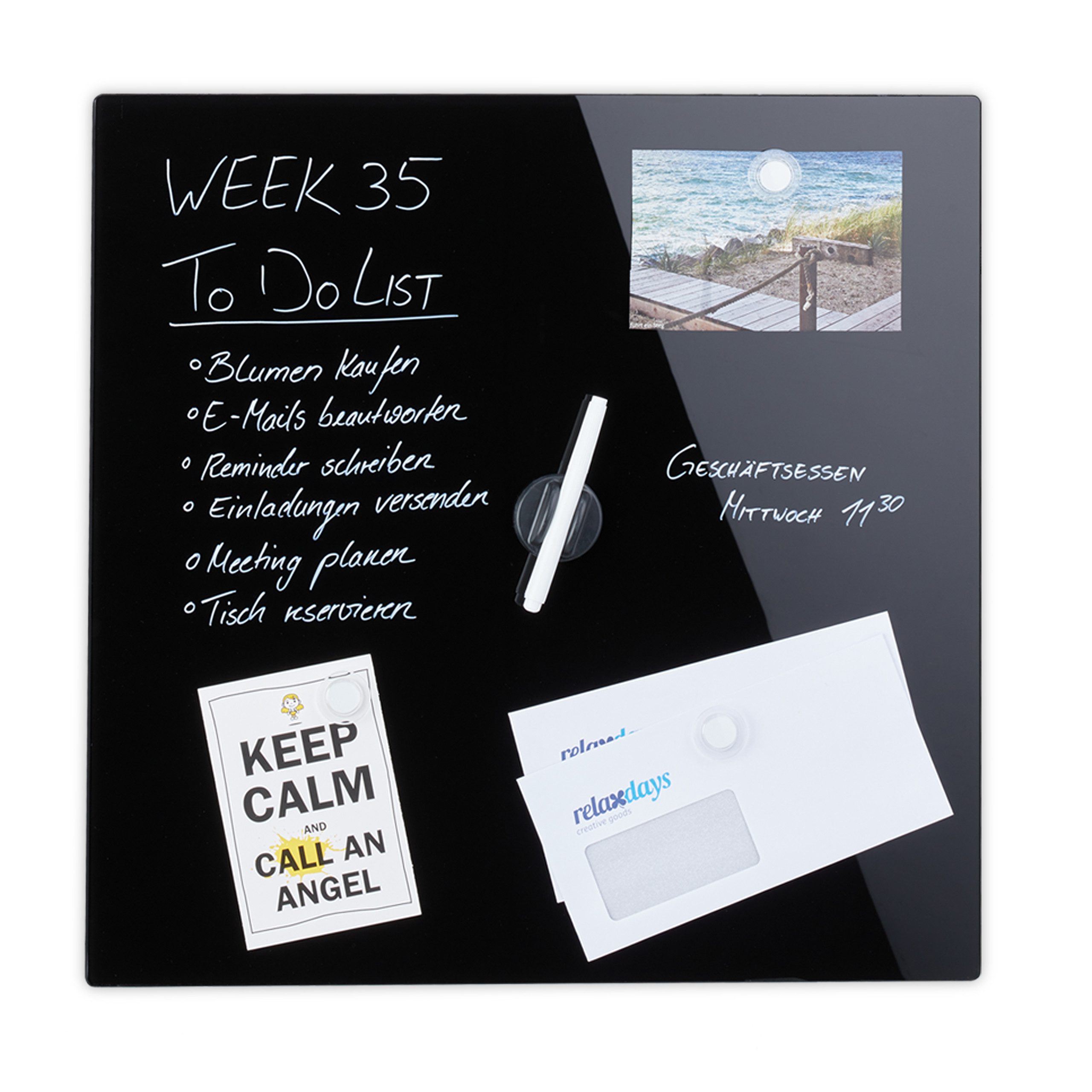 relaxdays Magnettafel Schwarze Magnettafel aus Glas, günstig online kaufen
