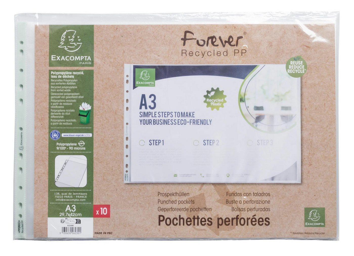 Thumbnail - EXACOMPTA Prospekthülle 5x 50 Prospekthüllen, genarbt, RC-PP 90 A3, Forever Transluzent 6230E, Prospekthüllen