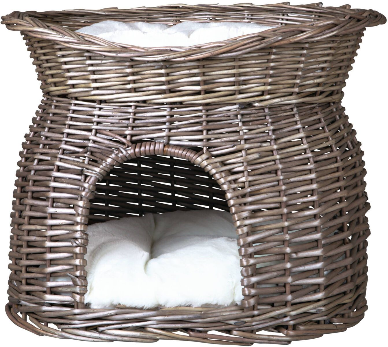 TRIXIE Tierhöhle Korbhöhle mit Liegedach - grau - 54 × 43 × 37 cm