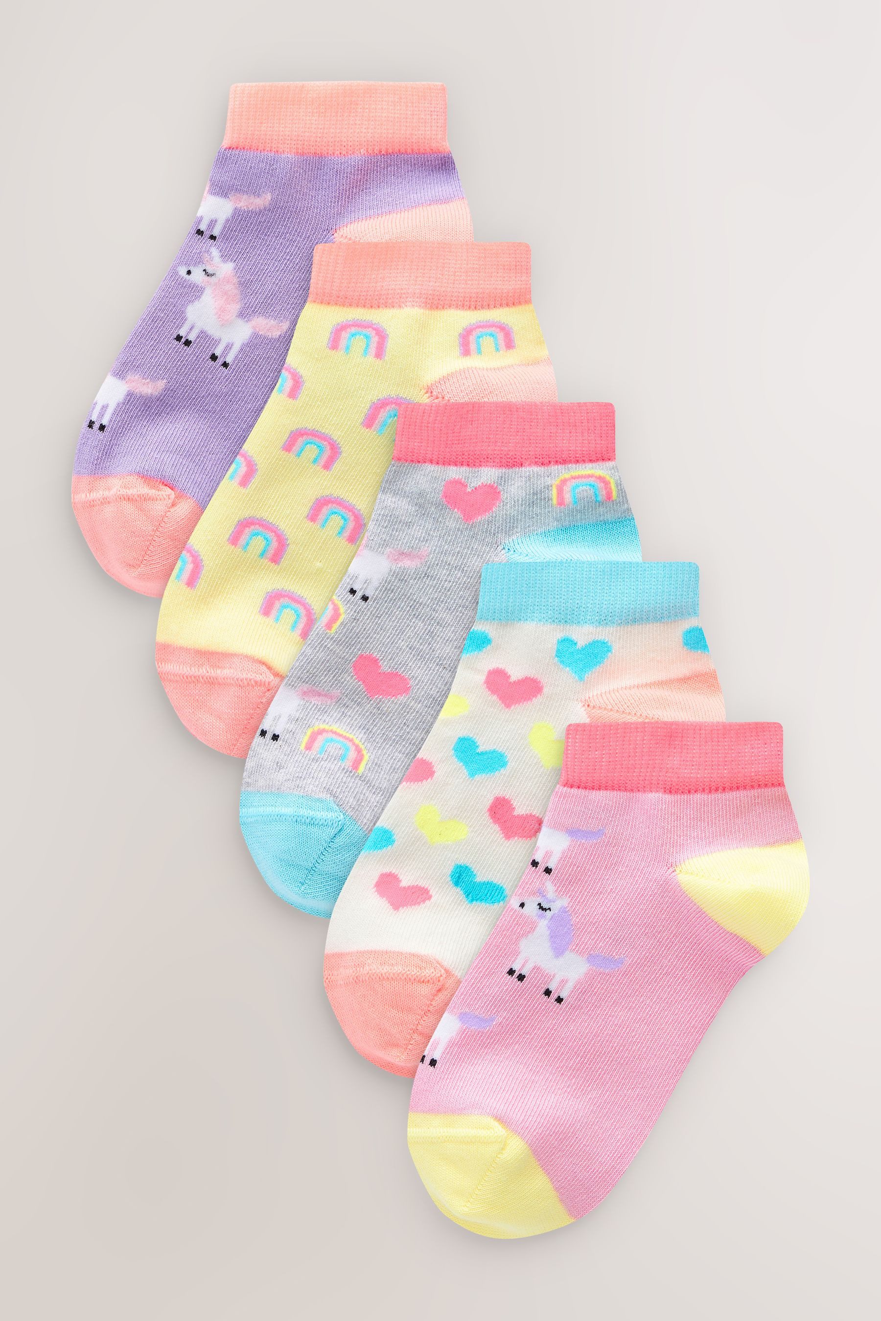 Next Sneakersocken Sneakersocken Einhorn mit Baumwolle, 5er-Pack (5-Paar)