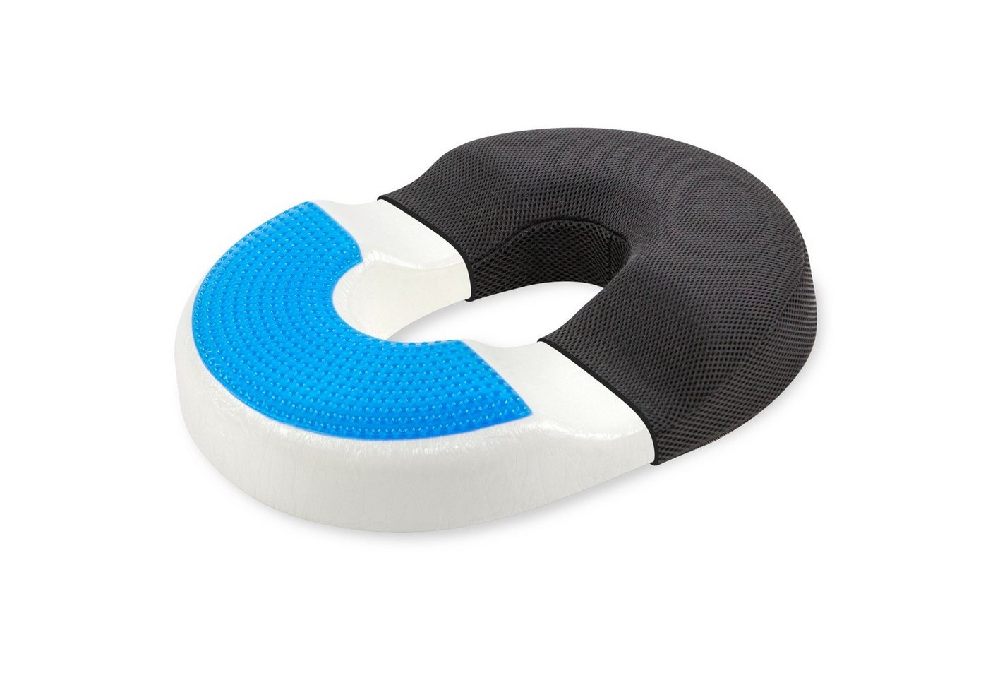 Vitabo Steißbeinkissen Ergonomischer Sitzring I Gel-Schicht I Memory-Schaum (Schwarz), kühlende Gel-Auflage mit Anti-Rutsch-Noppen an der Unterseite