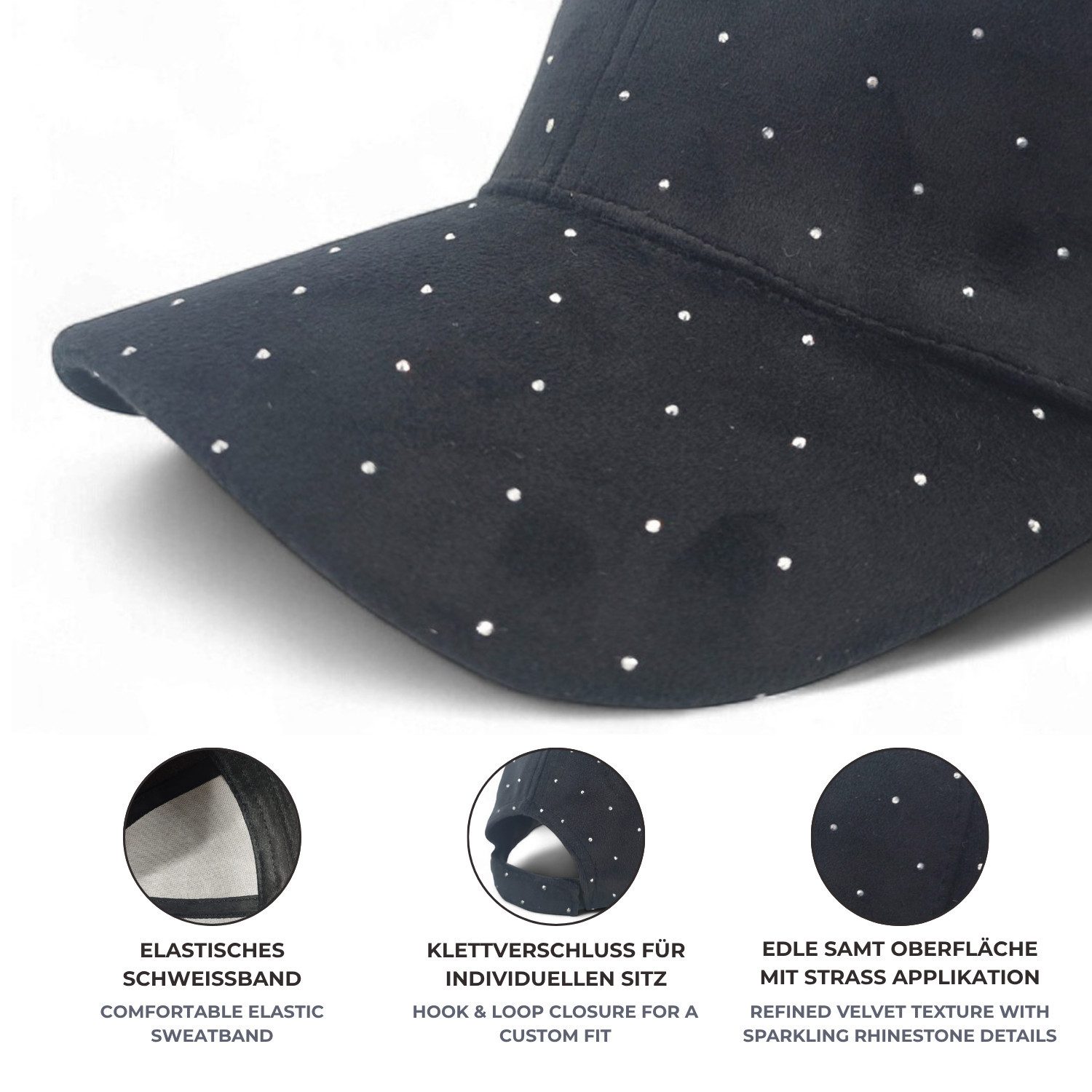styleBREAKER Baseball Cap Samt Baseball Cap mit Strass (1-St)