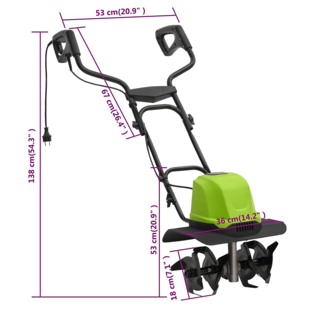 W mit Messern 4 Elektrisch Gartenfräse 800 Akku-Motorhacke vidaXL