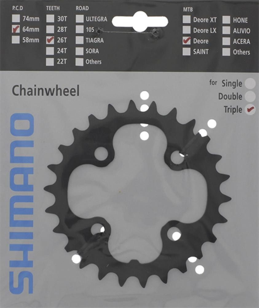 Kettenschaltung SHIMANO Kettenblatt DEORE FC-M590/FC-M591 26 Zähne - präziser Antrieb