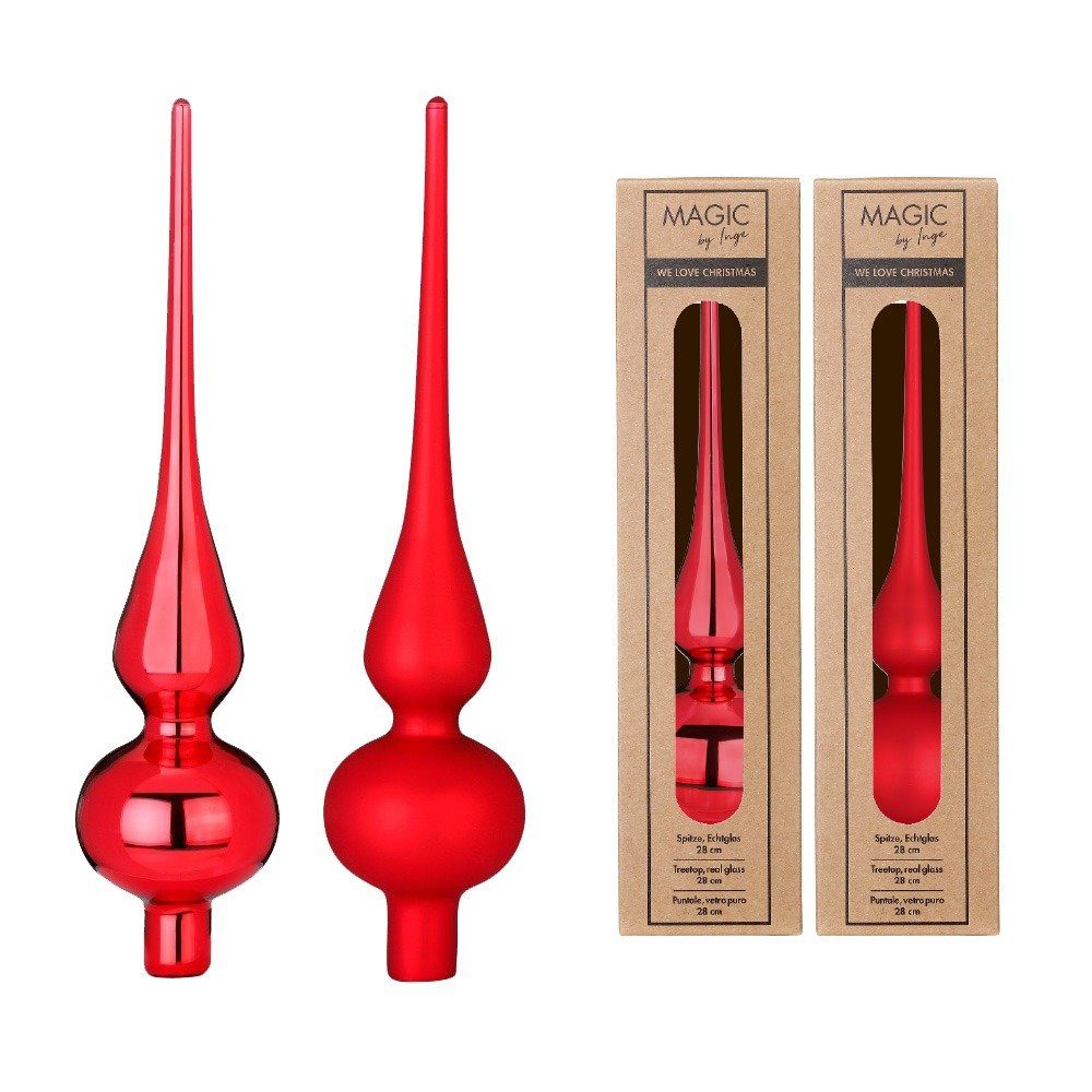 MAGIC by Inge Christbaumspitze, Christbaumspitze Glas 26cm 1 Stück matt / glanz sortiert - Merry Red