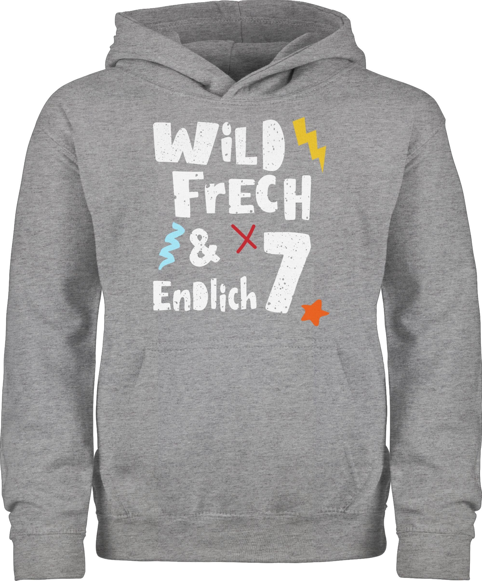 Wild meliert frech Hoodie Geburtstag endlich - Grau 7 Wunderbar Shirtracer Sieben Jahre 7. 2 und