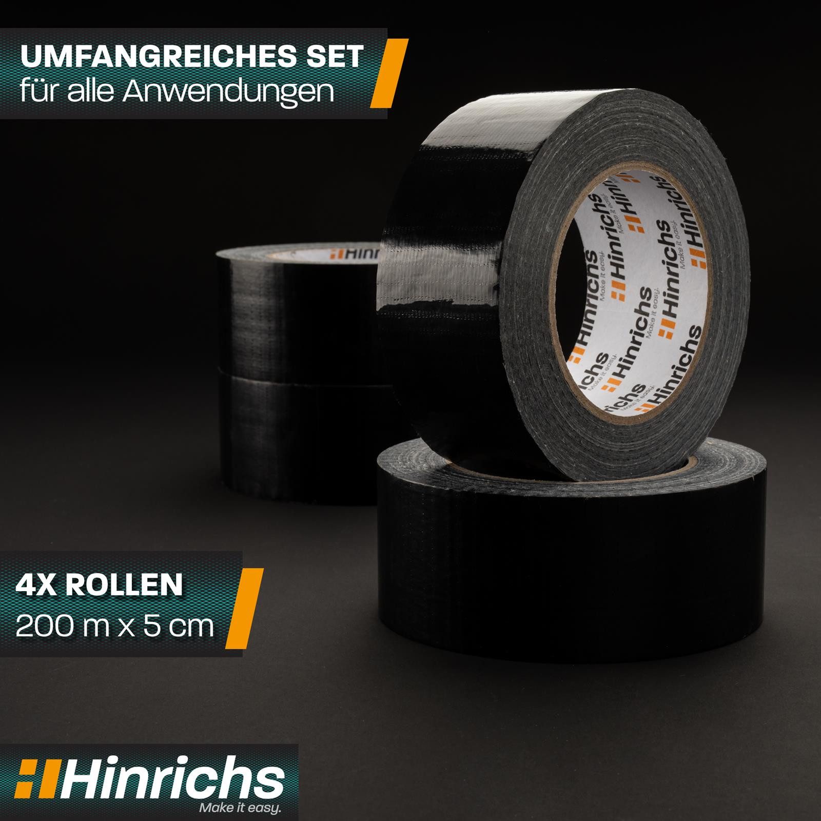 Hinrichs Klebeband Hinrichs 4 Rollen Panzerband schwarz 50m – Bild 2 von 5