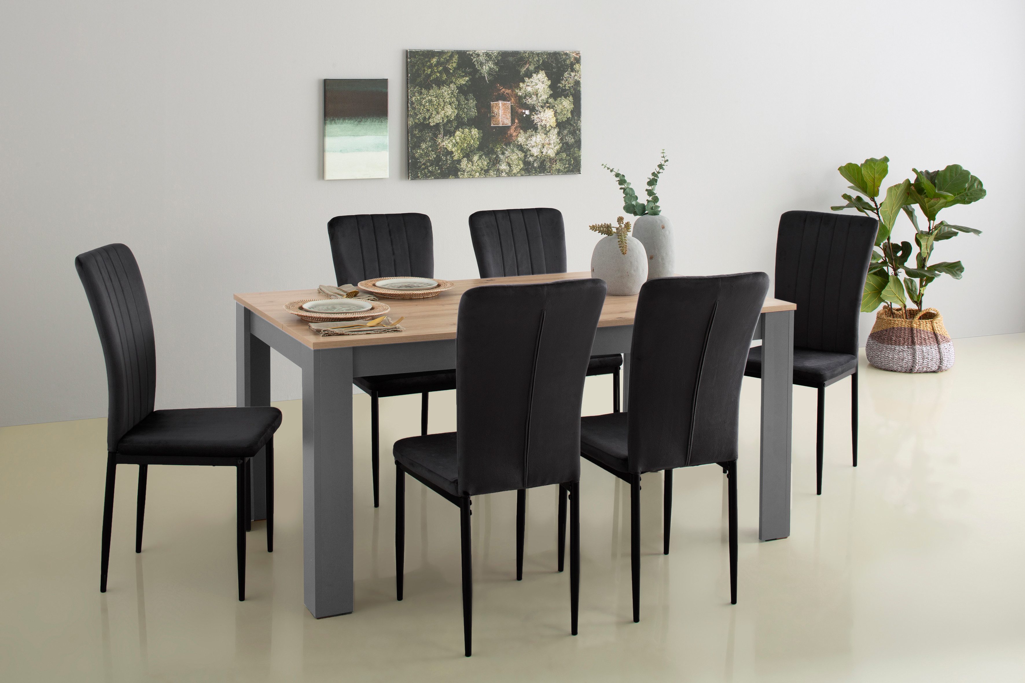 Home affaire Essgruppe Bergamo Tisch Stühle Speisezimmer Bestseller, (Set, günstig online kaufen