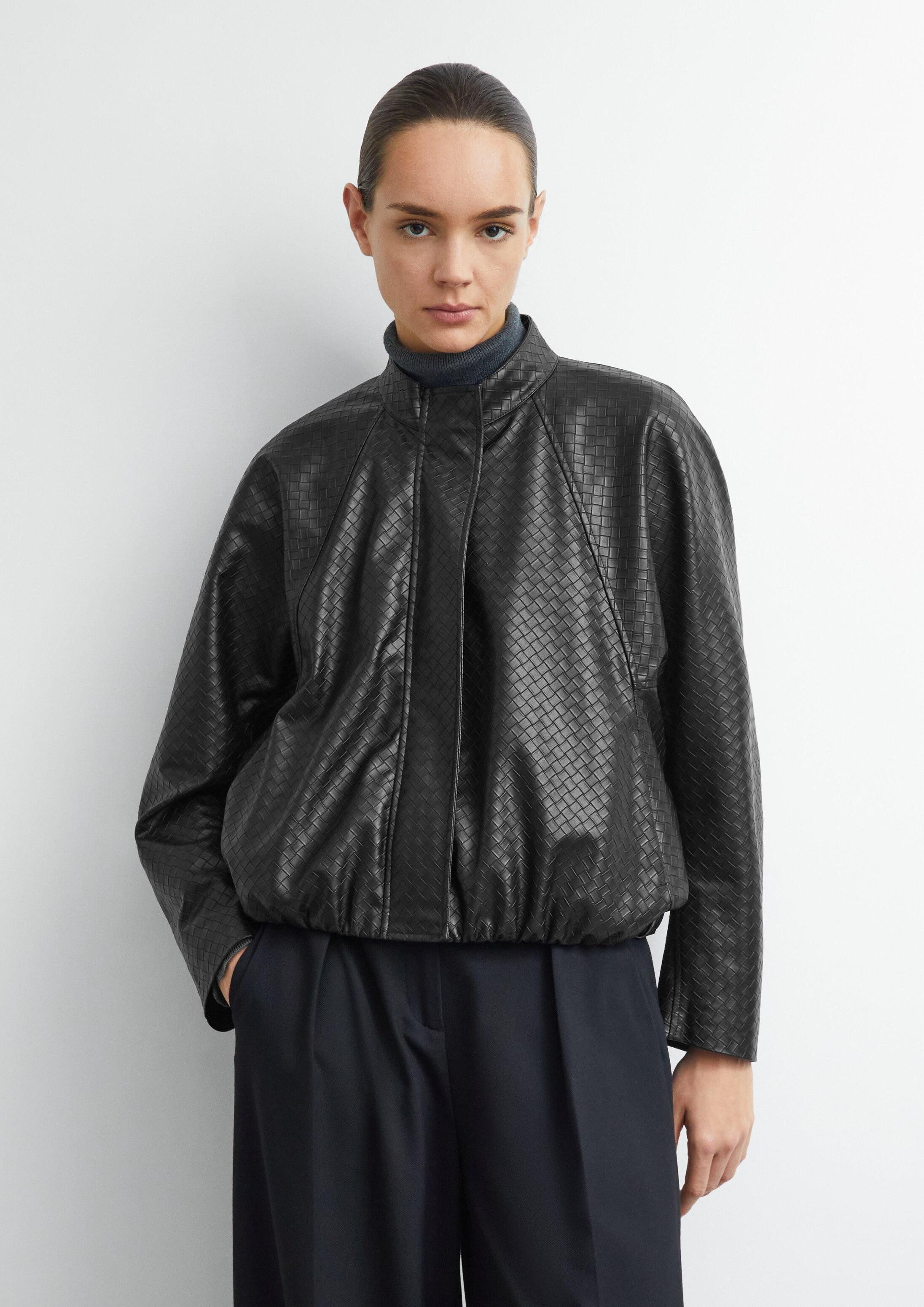 comma Funktionsjacke Indoor-Jacke Fake Leather Jacke mit Ballonsaum