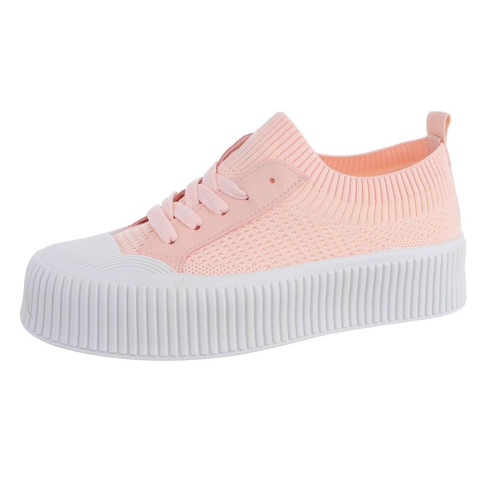 Ital-Design Damen Low-Top Freizeit Sneaker Flach Sneakers Low in Rosa