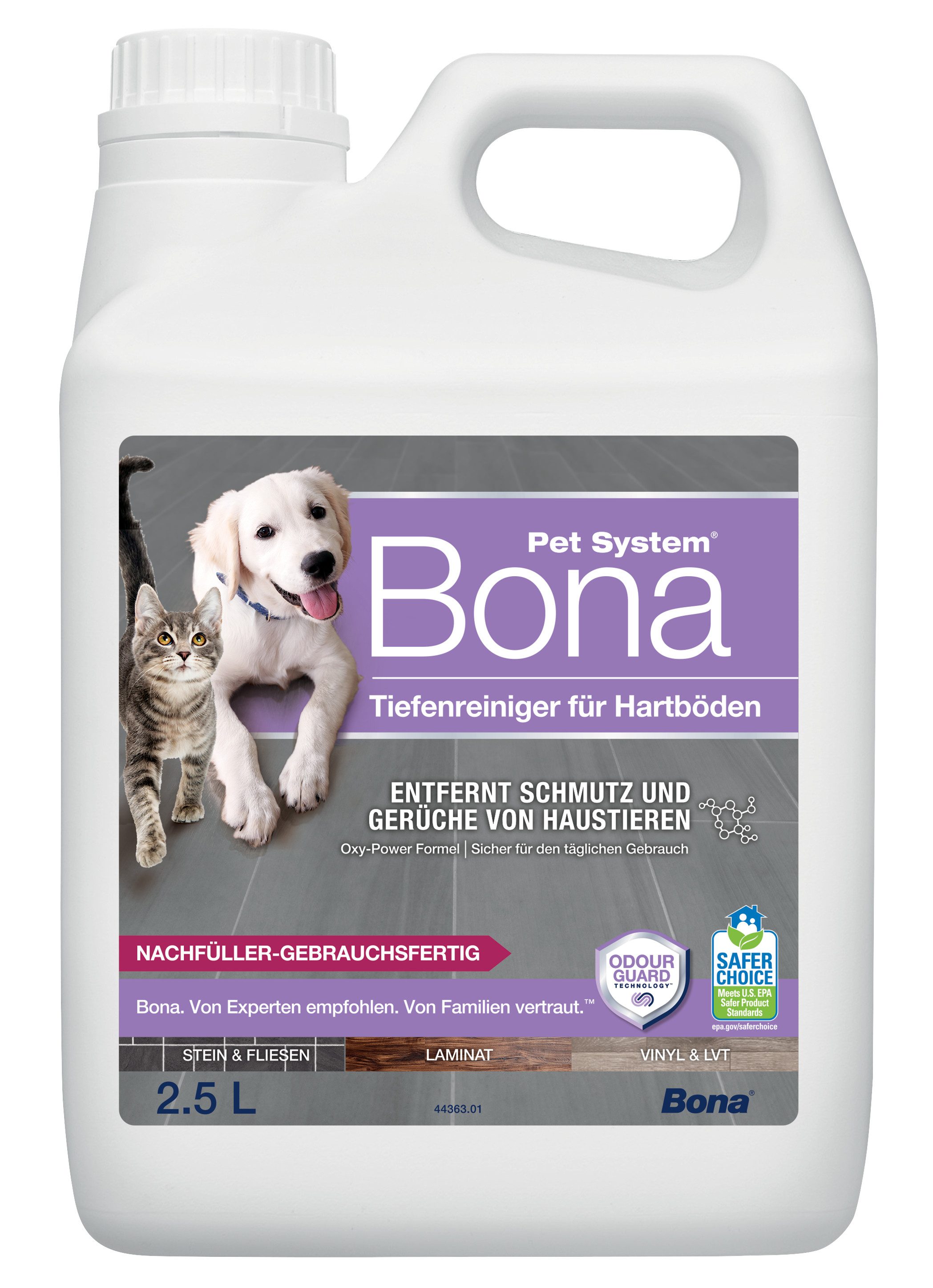 Bona Pet System Fliesen & Laminatreiniger 2,5 L, Fleckenentferner Haustiere Fussbodenreiniger (1-St. Odour Guard Technology™ entfernt und neutralisiert Gerüche)
