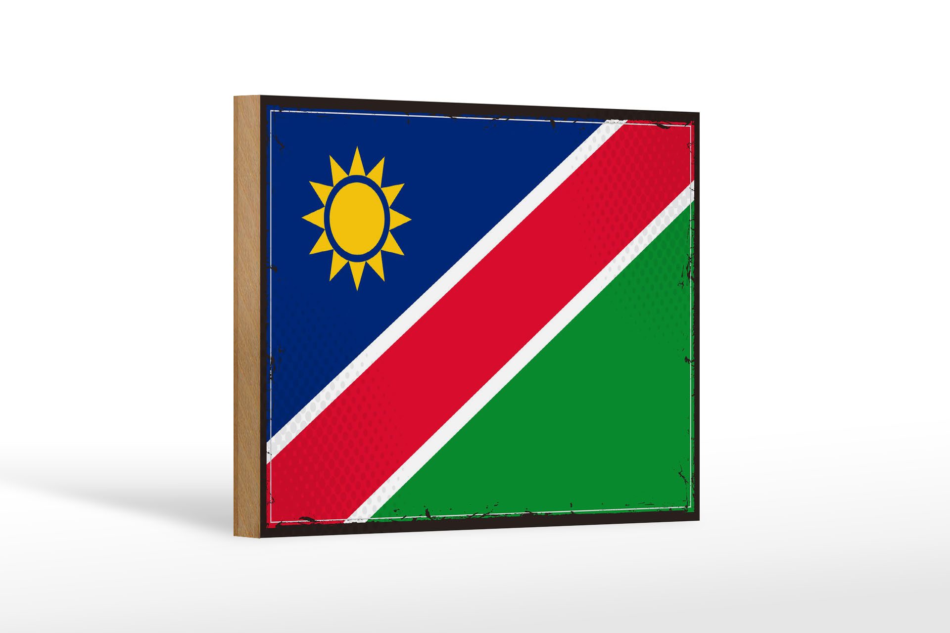 Femer GmbH Holzbild Flagge Namibias 18x12 cm Retro Flag of Namibia, Flaggen (1 St), Glatte Holzfaserplatte (MDF), vorn beschichtet