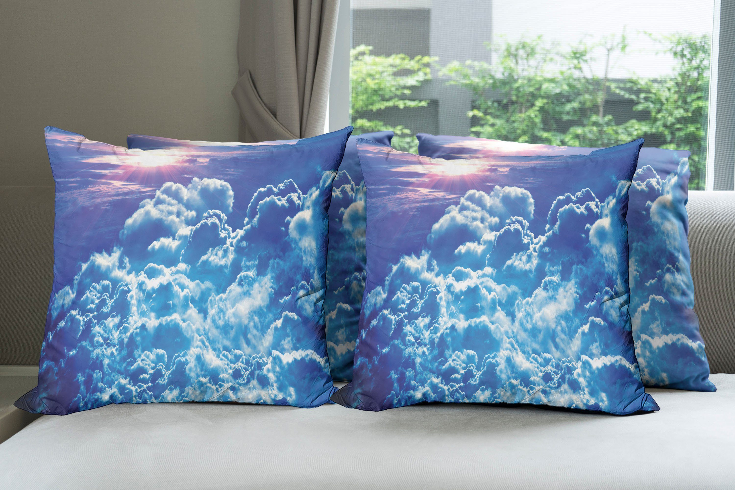 Blau Blauer Accent bewölkt Abakuhaus Kissenbezüge Stück), Digitaldruck, Doppelseitiger Sonnenaufgang-Foto (4 Himmel Modern