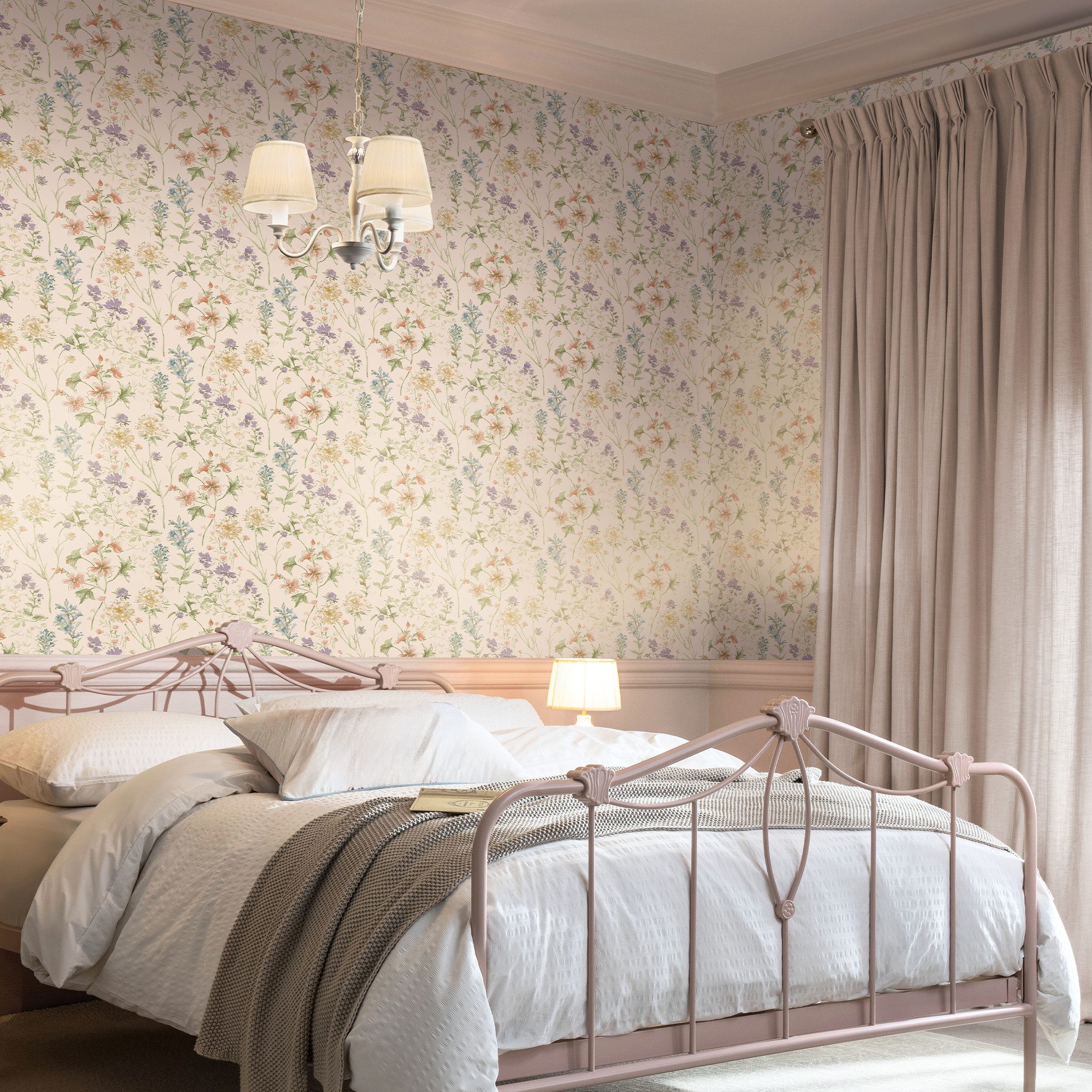 LAURA ASHLEY Vliestapete Wild Meadow, glatt, geblümt, (1 St), 10mx52cm (ca. 5m2)