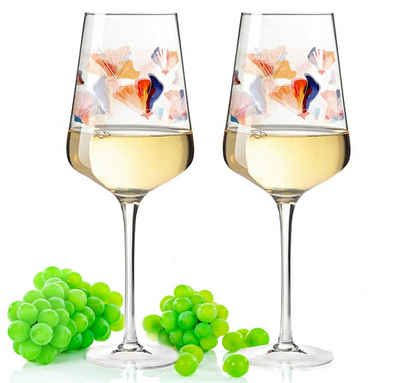 GRAVURZEILE Rotweinglas Puccini Weinglas mit UV-Druck - Blumen Watercolor Design, Glas, sommerliches Geschenk für Partner, Freunde & Familie