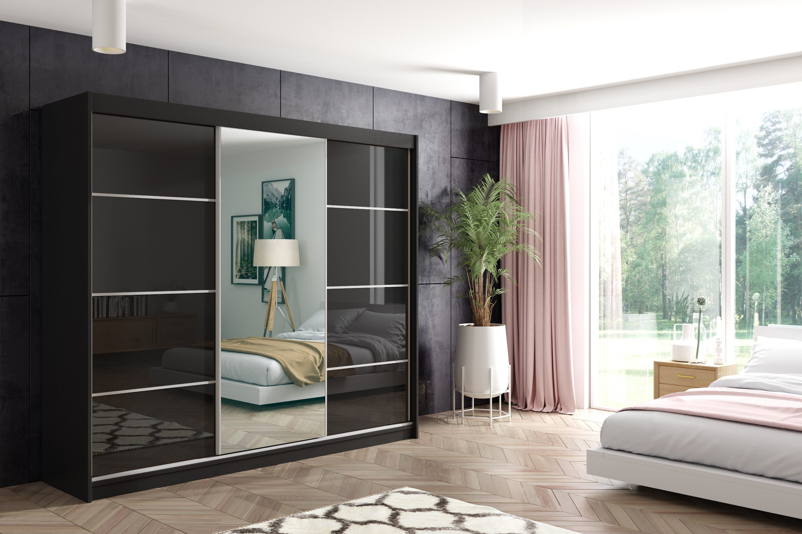 ALTDECOR Schiebetürenschrank VIVI 2 (Kleiderschrank Aluminium-Leisten, günstig online kaufen