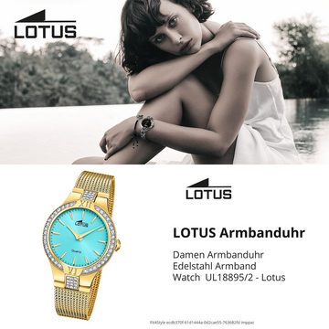 Lotus Chronograph Lotus Damenuhr Edelstahl gold Lotus, (Chronograph), Damen Armbanduhr rund, mittel (ca. 32,5mm), Edelstahl