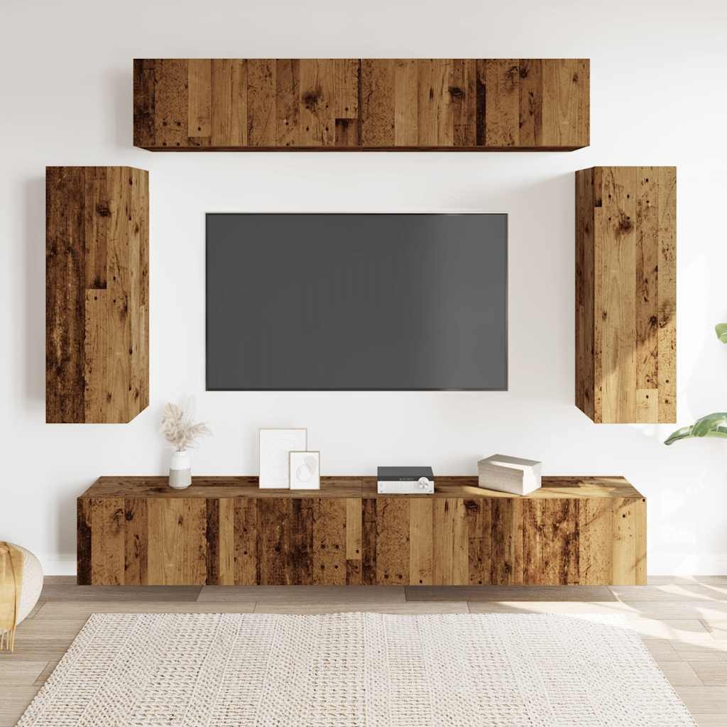 vidaXL TV-Schrank 6-tlg. TV-Schrank-Set Wandmontage Altholz-Optik günstig online kaufen