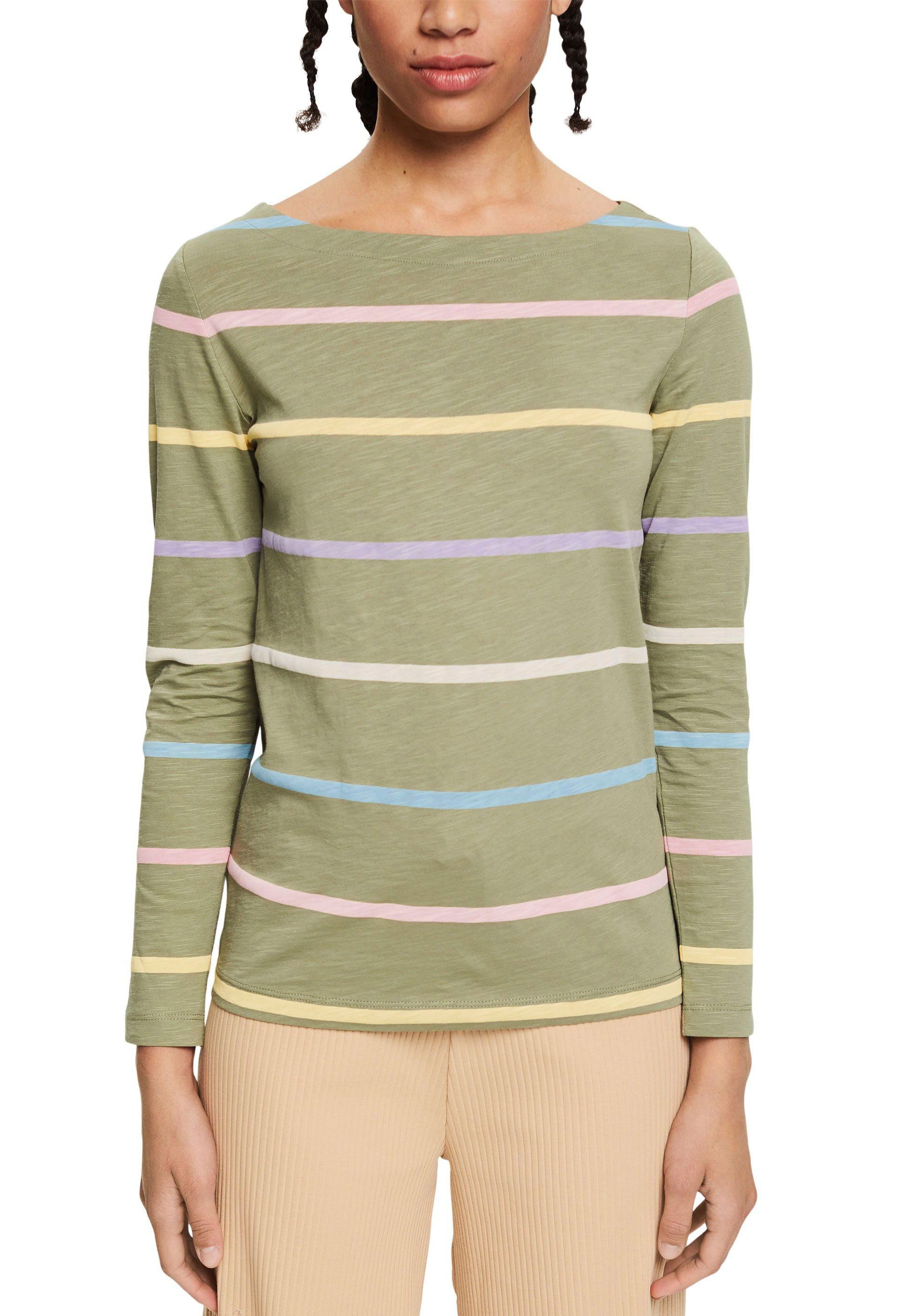 Damen Shirts Esprit Langarmshirt mit Multicolor-Streifen