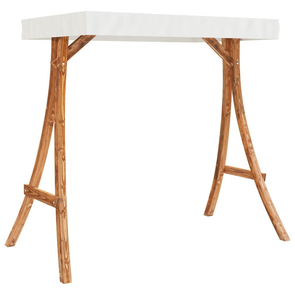 vidaXL Schaukelgestell, Schaukelgestell mit Dach Creme Bugholz Massiv Teak-Finish