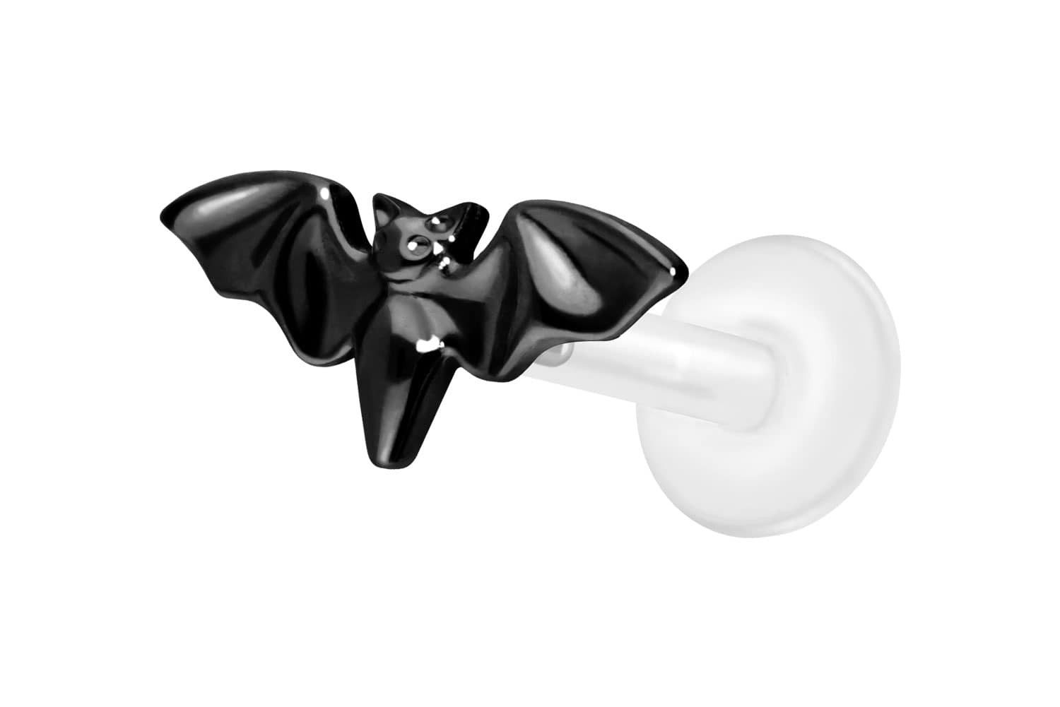 PIERCINGLINE Piercing-Set PTFE Labret mit Innengewinde + Titan-Aufsatz FLEDERMAUS (Labrets, 1-tlg)