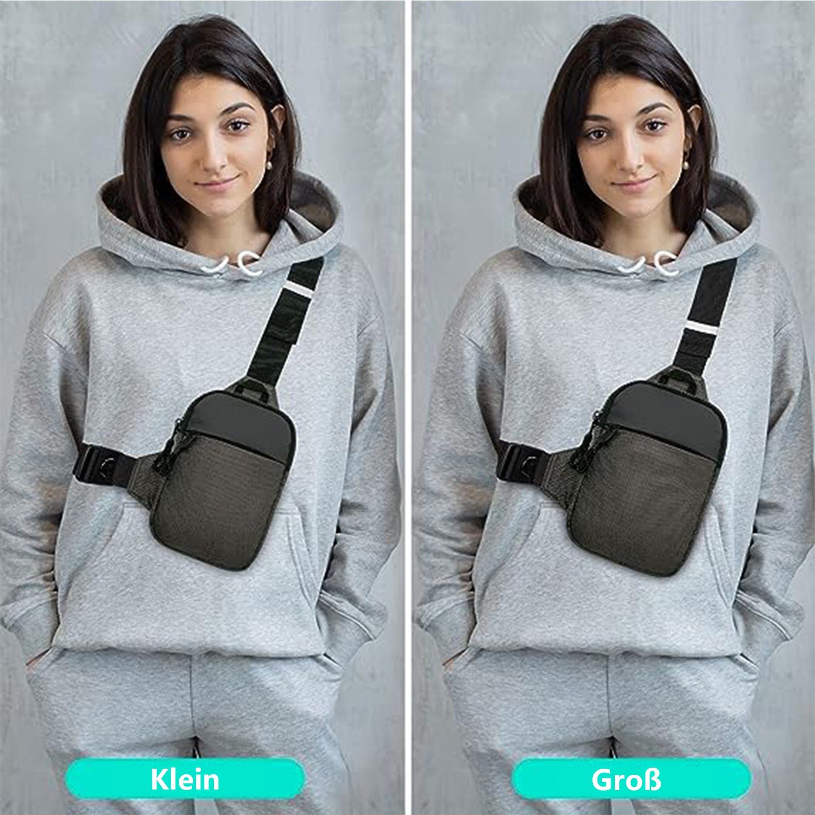 OKWISH Schultertasche Umhängetasche Brusttasche Rucksack Streetwear Bag (Herren und Damen 22 x 17 x 3 cm oder 19 x 13 x 3 cm, Geldgürtel, Sporttasche, Handytasche), für Camping Reisen Wandern Radfahren Multipurpose Outdoor Tagepacks