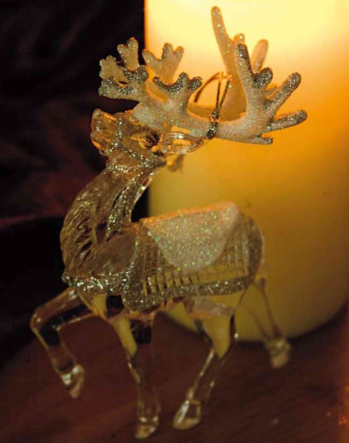 INNA-Glas Christbaumschmuck Acryl Hänger Hirsch MATTHIS, Glitzer, transparent-Silbe