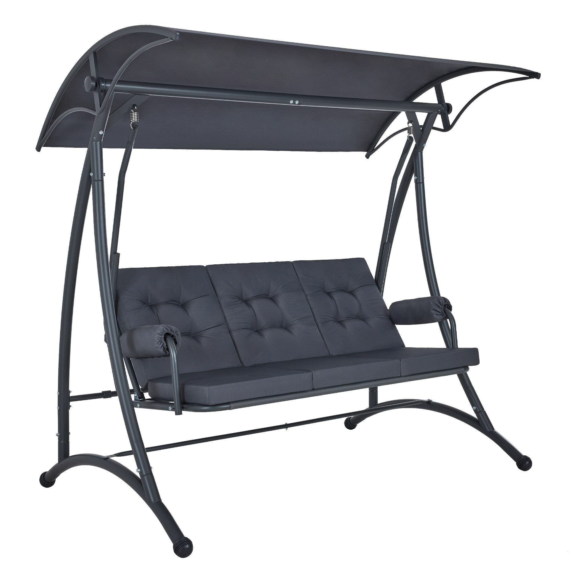 MCombo Hollywoodschaukel M MCombo 3-Sitzer Hollywoodschaukel mit Liegefunktion 4025 (grau), 3 Extradickem Sitzkissen, Outdoor Wetterfest