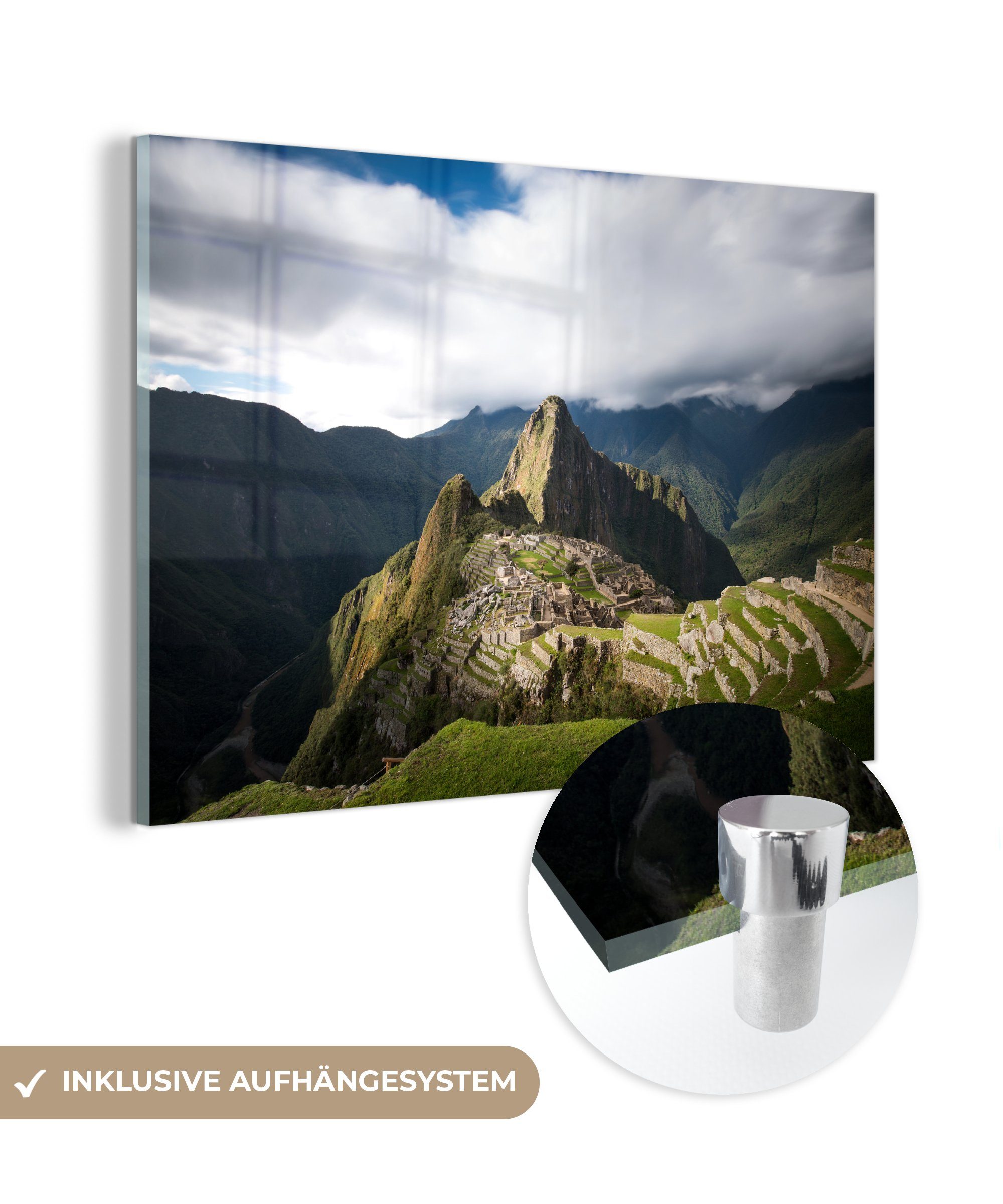 MuchoWow Acrylglasbild Machu Picchu aus der Vogelperspektive, (1 St), Acrylglasbilder Wohnzimmer & Schlafzimmer