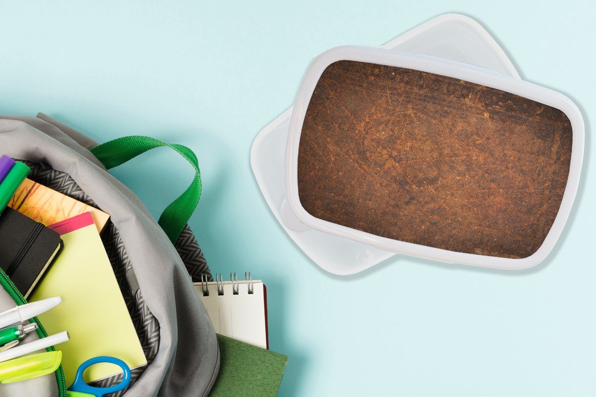 MuchoWow - für Lunchbox Kinder Leder - Kunststoff, weiß und - Mädchen Braun für Brotdose, (2-tlg), Erwachsene, Textur Jungs und Brotbox Orange,