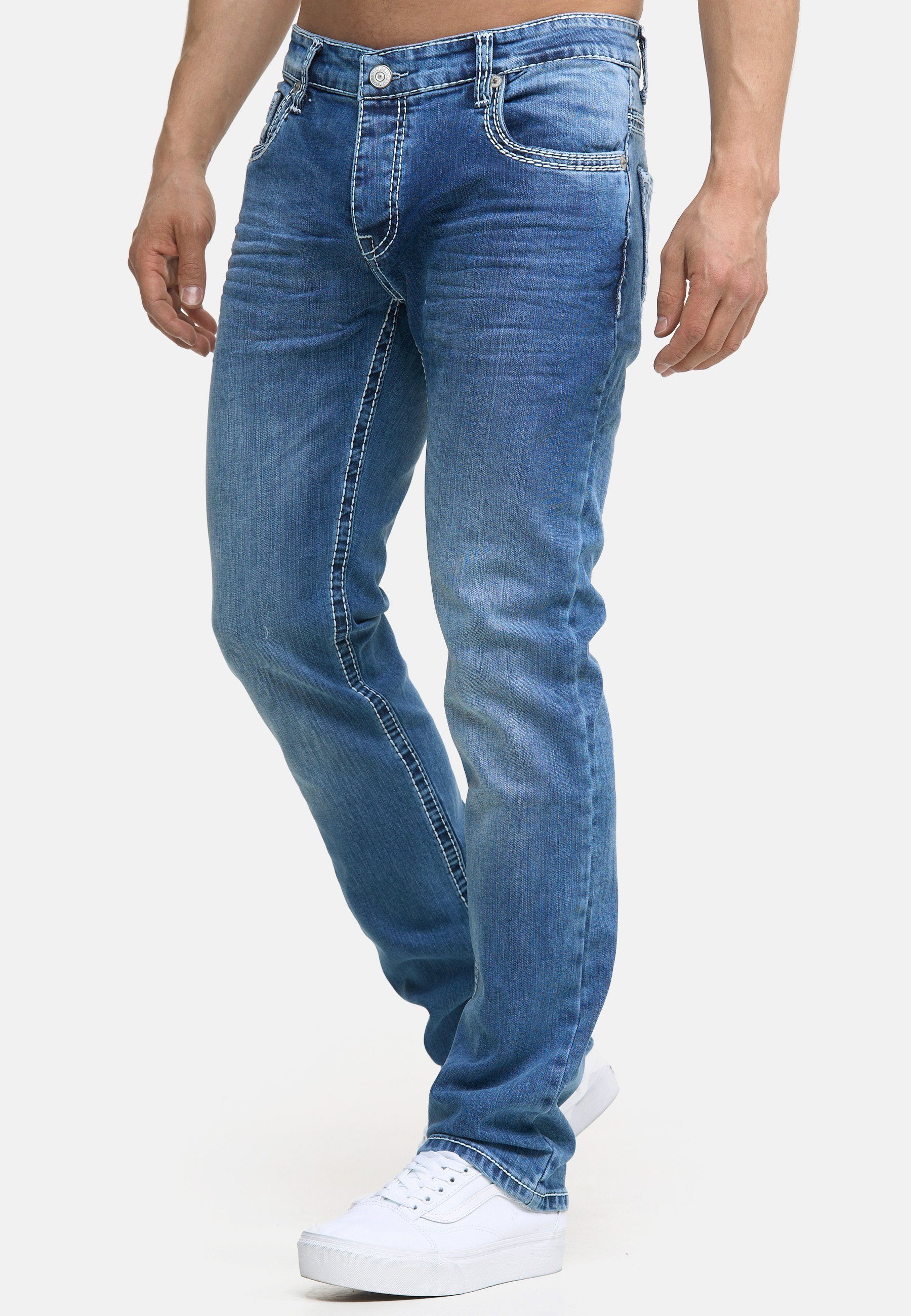 Jeans Pocket Herren Denim Regular blue light Code47 Hose Regular-fit-Jeans Bootcut Männer Fit Five Code47 904