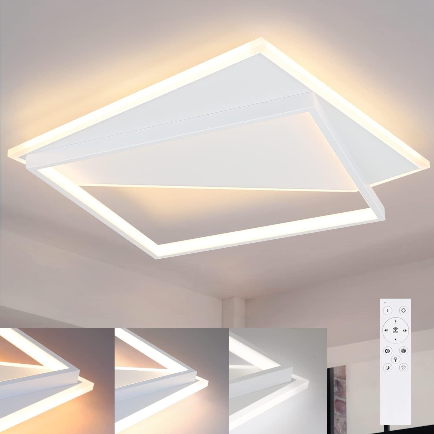 Nettlife LED Deckenleuchte Schwarz Modern 40/53W 30/40cm Dimmbar Fernbedienung Deckenbeleuchtung, Verzögerte Abschaltung + Nachtlicht, LED fest integriert, für Wohnzimmer Schlafzimmer Küche Esszimmer Flur Treppenhaus