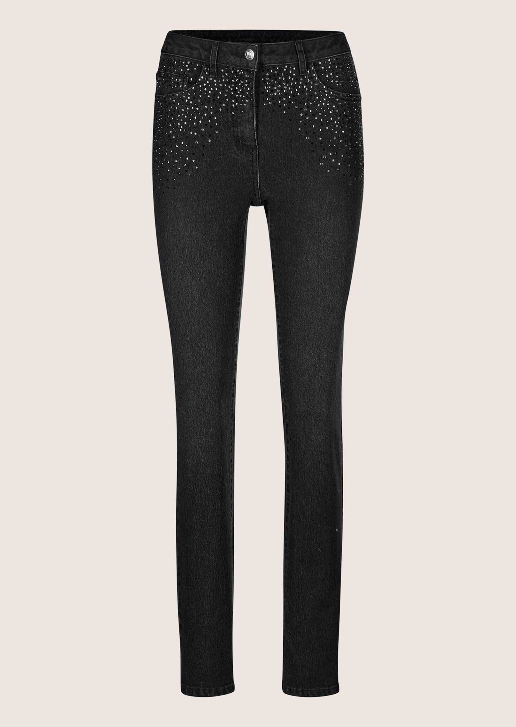 Gerade Jeans Kurzgröße: Slim Fit Denim mit Strass