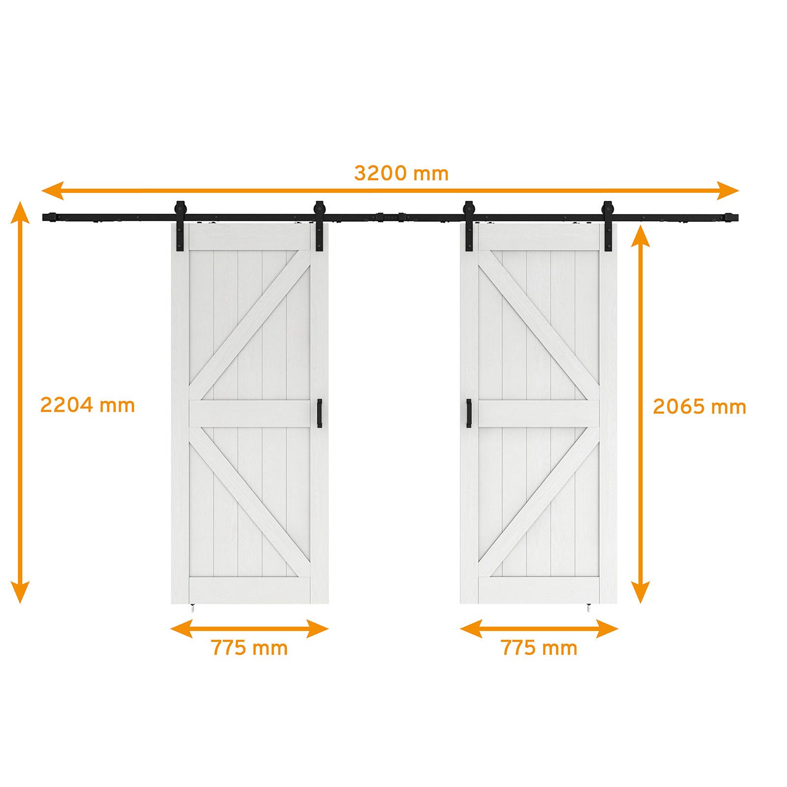 inova wohnen Doppelschiebetür Holzschiebetür Scheunentor Weiß, Größenauswah günstig online kaufen