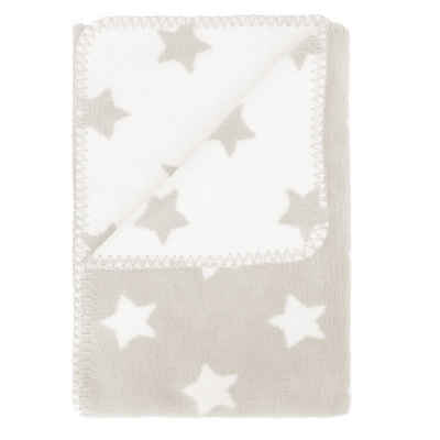 Babydecke Decke für Babys aus 100% Bio-Baumwolle, kids&me, beige Kuscheldecke für Babys mit Sternen OEKOTEX
