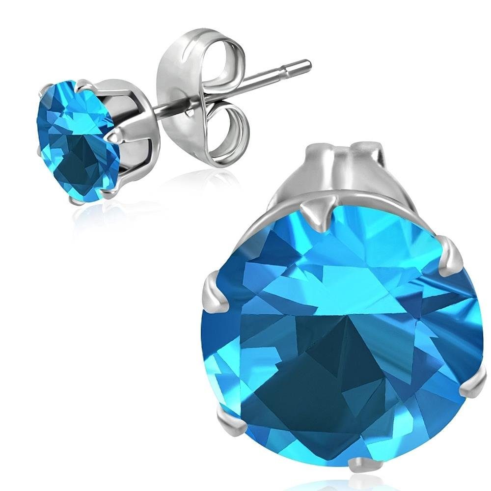 BUNGSA Ohrring-Set Ohrstecker Aquamarine Kristall Blau aus Edelstahl Unisex (1 Paar (2 Stück), 2-tlg), Ohrschmuck Ohrringe