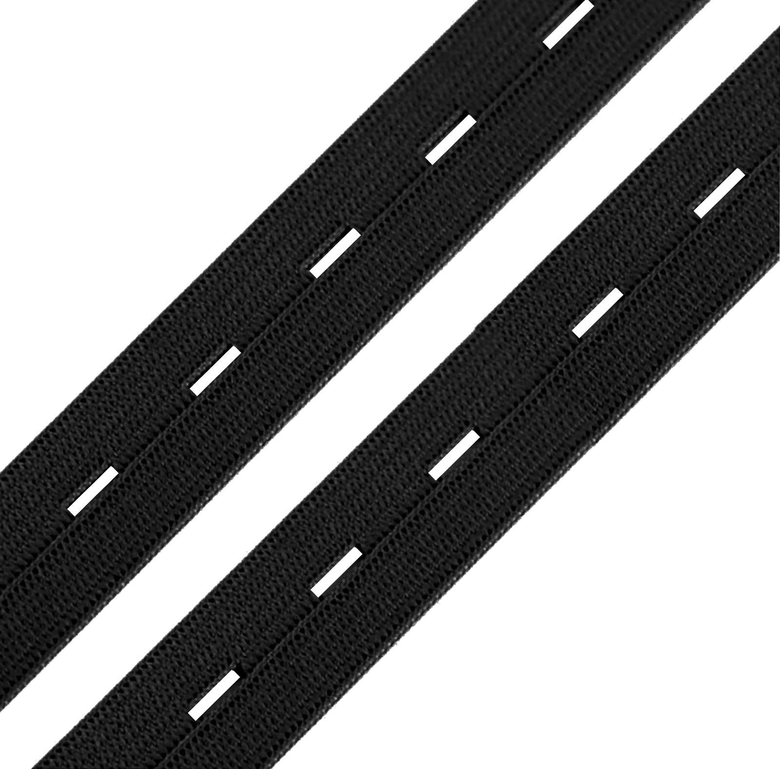 maDDma Gummiband 3m Knopfloch-Gummiband Gummilitze Lochgummie 15-25mm, schwarz