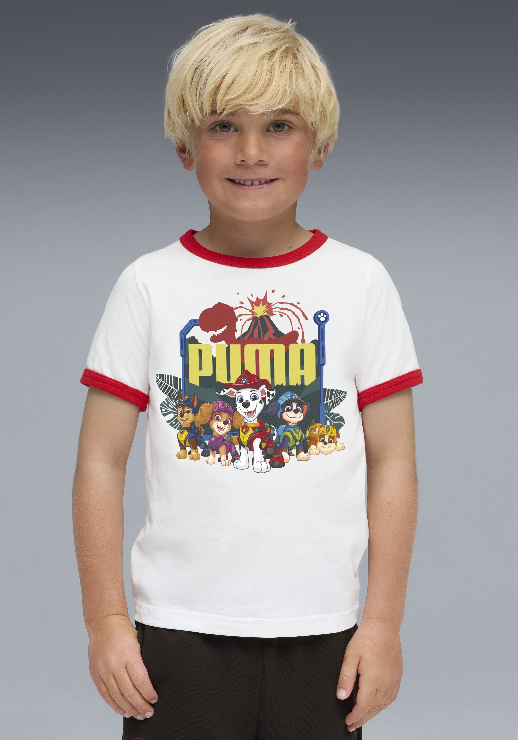 PUMA T-Shirt X PAW PATROL RINGER TEE Regular Fit, Kurzarm, für Kinder, mit Rundhalsausschnitt